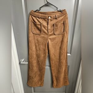 NWOT Brown Suede Pants with Braided Details